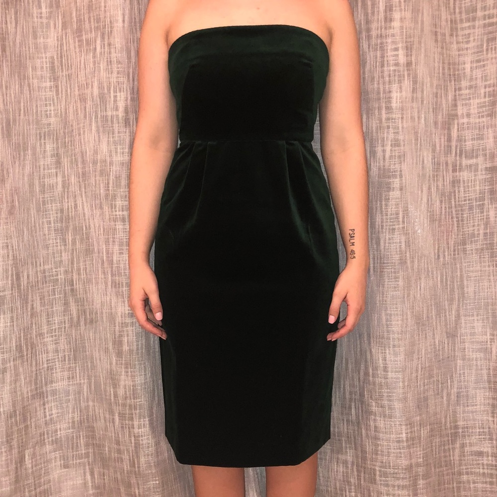 J Crew emerald green velvet party dress